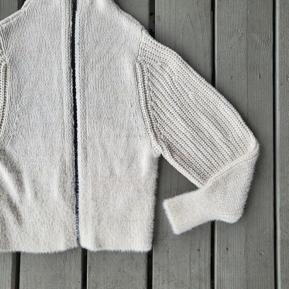 Anthropologie Pilcro Sweater Cardigan Winnie Long Dolman Sleeve Zip-Up‎ Cream MP - Picture 7 of 11